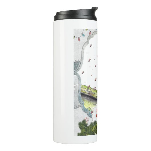 Arboristisch kettingzaag - chirurg met kerstmis thermosbeker (Gedraaid links)