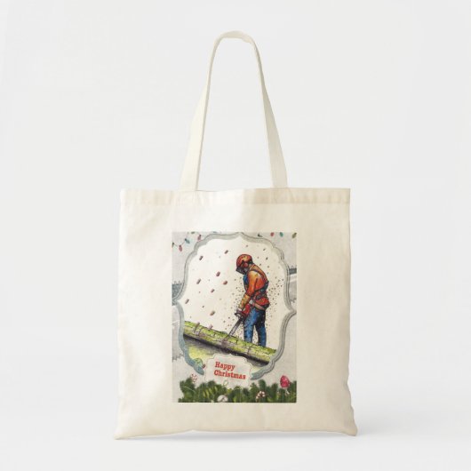 Arboristisch kettingzaag - chirurg met kerstmis tote bag (Voorkant)