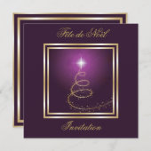 Arbre de Noël Abstrait pourpre uitnodiging (Voorkant / Achterkant)