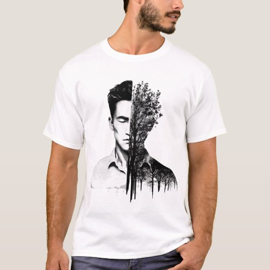 Arbre half menselijke ontwerp kunst t-shirt (Voorkant)