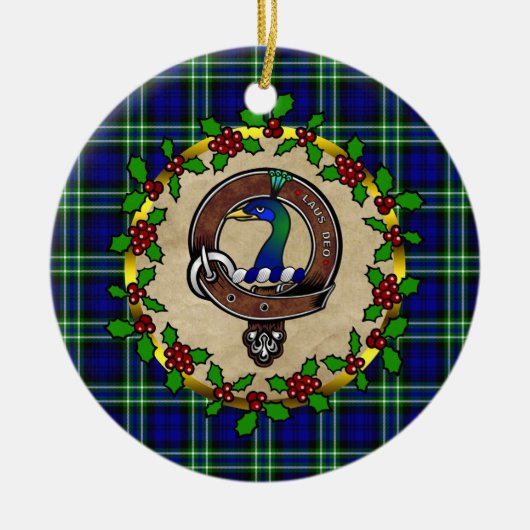Arbuthnot Clan Badge & Tartan Persoonlijke mas Keramisch Ornament (Voorkant)