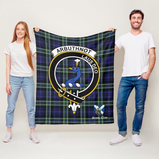 Arbuthnot Clan Badge Tartan Pset Fleece Deken (In situ)