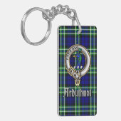 Arbuthnot Clan Badge/Tartan Rechthoek Sleutelhanger (Voorkant Links)