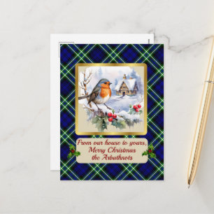 Arbuthnot Crest & Tartan w/Robin Gepersonaliseerd Feestdagenkaart