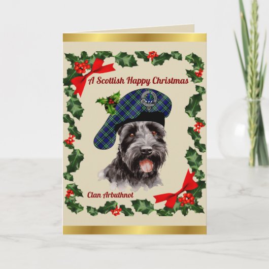 Arbuthnot Scottie Dog Gepersonaliseerde Xmas Kaart (Voorkant)
