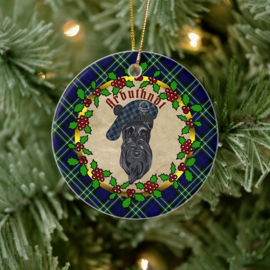 Arbuthnot Scottie Dog kerstkeramisch Ornament (Boom)