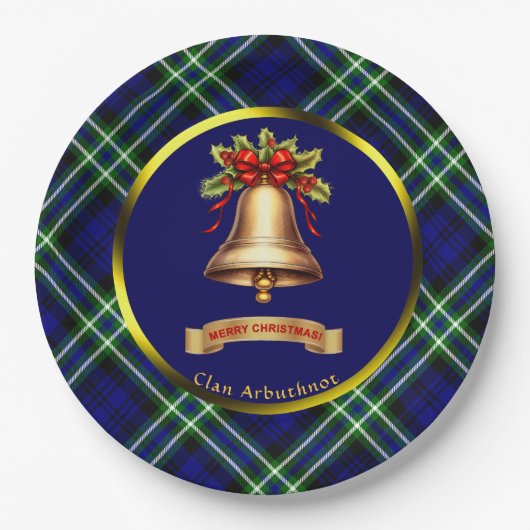 Arbuthnot Tartan Gepersonaliseerde Kerstmis Papieren Bordje (Voorkant)