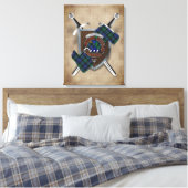 Arbuthnott Clan Badge Crossed Swords Canvas Print (Insitu (Slaapkamer))