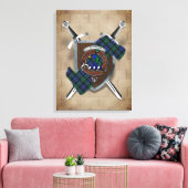 Arbuthnott Clan Badge Crossed Swords Canvas Print (Insitu (Woonkamer))