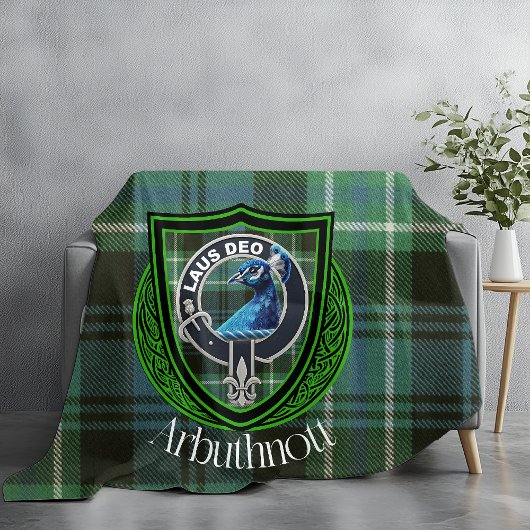 Arbuthnott Schotse Clan Tartan & Crest Fleece Deken