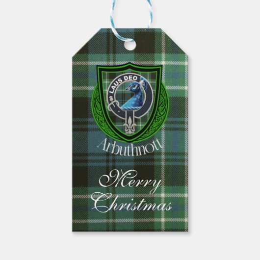 Arbuthnott Schotse Clan Tartan & Wapen Cadeaulabel (Voorkant)