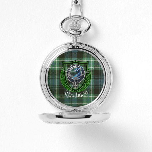 Arbuthnott Scottish Clan Tartan en Crest Horloge (Voorkant)