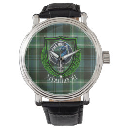 Arbuthnott Scottish Clan Tartan en Crest Horloge