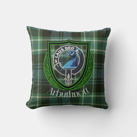 Arbuthnott Scottish Clan Tartan en Crest Kussen (Voorkant)