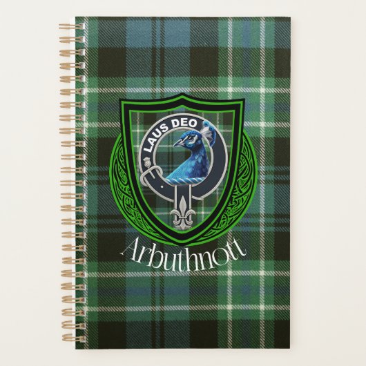 Arbuthnott Scottish Clan Tartan en Crest Planner (Voorkant)