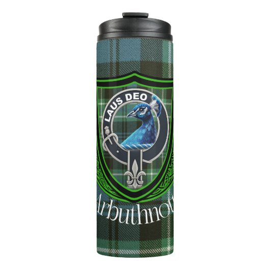Arbuthnott Scottish Clan Tartan en Crest Thermosbeker (Voorkant)