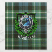 Arbuthnott Scottish Clan Tartan en Crest Wijn Etiket (Enkel label)