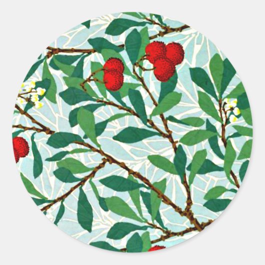 Arbutus, beroemd patroon van William Morris Ronde Sticker (Voorkant)