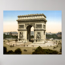  Arc de Triomphe 1900 print, Parijs Frankrijk
