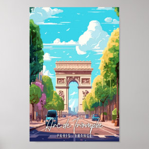 Arc de Triomphe Art vintage reisillustratie Poster