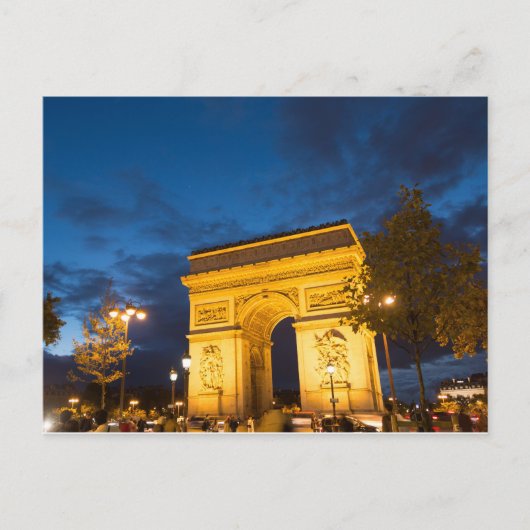 Arc de Triomphe bij Dusk, Parijs Briefkaart (Voorkant)