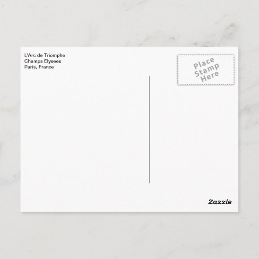 Arc de Triomphe Champs Elysee Parijs Frankrijk Briefkaart (Achterkant)