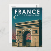 Arc de Triomphe France Retro Travel Art Briefkaart (Voorkant / Achterkant)
