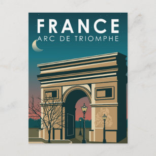 Arc de Triomphe France Retro Travel Art  Briefkaart