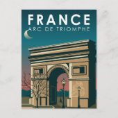 Arc de Triomphe France Retro Travel Art  Briefkaart (Voorkant)