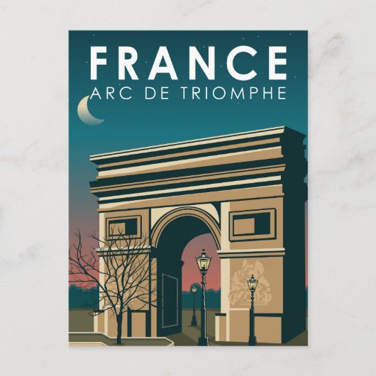 Arc de Triomphe France Retro Travel Art Briefkaart (Voorkant)