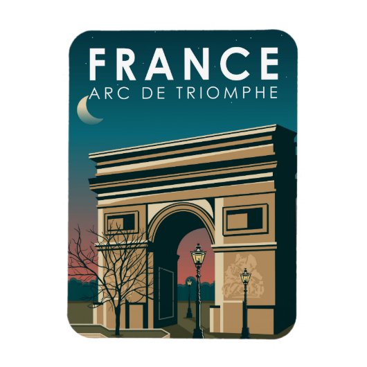 Arc de Triomphe France Retro Travel Art  Magneet (Verticaal)