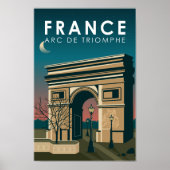 Arc de Triomphe France Retro Travel Art  Poster (Voorkant)