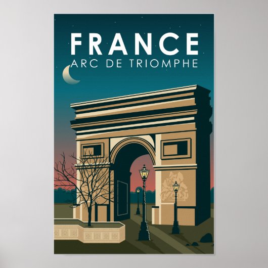 Arc de Triomphe France Retro Travel Art  Poster (Voorkant)