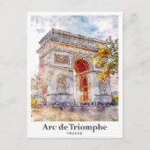 Arc de Triomphe Frankrijk Art Waterverf Sketch Briefkaart (Voorkant)