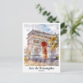 Arc de Triomphe Frankrijk Art Waterverf Sketch Briefkaart (Staand voorkant)