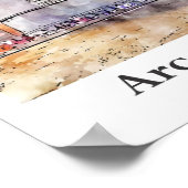 Arc de Triomphe Frankrijk Art Waterverf Sketch Poster (Hoek)