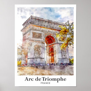 Arc de Triomphe Frankrijk Art Waterverf Sketch Poster