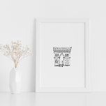 Arc de Triomphe Hand getekende illustratie Art Pos Poster<br><div class="desc">Dit is een handgetekende illustratieschema van de Arc de Triomphe in Parijs.</div>