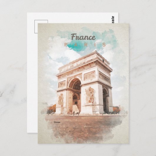 Arc de Triomphe in waterverf briefkaart (Voorkant / Achterkant)
