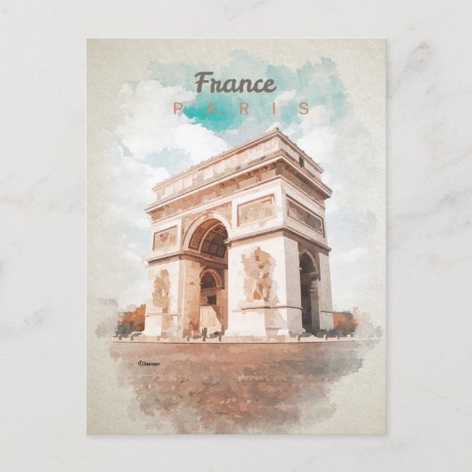 Arc de Triomphe in waterverf briefkaart (Voorkant)