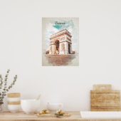 Arc de Triomphe in waterverf Poster (Keuken)