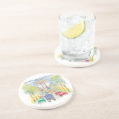 Arc de Triomphe Ink en Waterverf Whimsical Art Zandsteen Onderzetter (Zijkant)