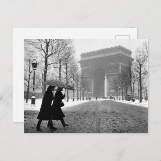Arc de Triomphe neige - 1940 - Robert Doisneau Briefkaart (Voorkant / Achterkant)