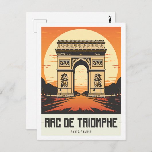Arc de Triomphe Parijs Frankrijk Beroemde Reisplaa Briefkaart (Voorkant / Achterkant)
