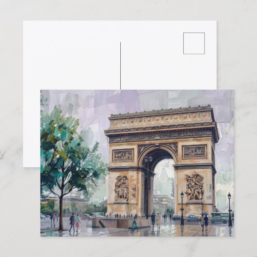 Arc de Triomphe, Parijs, Frankrijk Briefkaart (Voorkant / Achterkant)