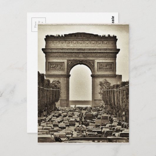 Arc de Triomphe, Parijs, Frankrijk Briefkaart (Voorkant / Achterkant)