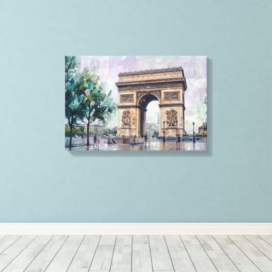 Arc de Triomphe, Parijs, Frankrijk Canvas Afdruk (Insitu (Houten vloer))