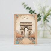 Arc de Triomphe Parijs Frankrijk Floral Travel Briefkaart (Staand voorkant)