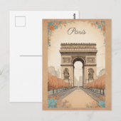 Arc de Triomphe Parijs Frankrijk Floral Travel Briefkaart (Voorkant / Achterkant)
