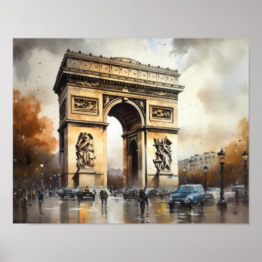 Arc De Triomphe Parijs Frankrijk Kunstprint Poster (Voorkant)